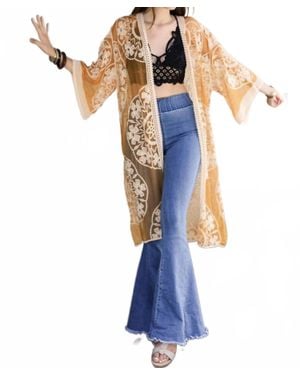 Leto Bohemian Lace Kimono Beach Cover-Up - Blue