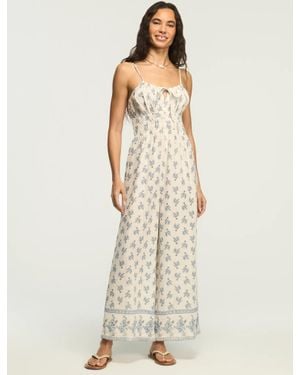 Lucky Brand Gauze Smocked Waist Jumpsuit - Natural