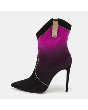 Loriblu Calf Hair And Suede Ankle Length Boots - Purple