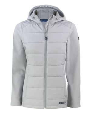 Cutter & Buck Evoke Hybrid Softshell Recycled Full Zip Hooded Jacket - Gray