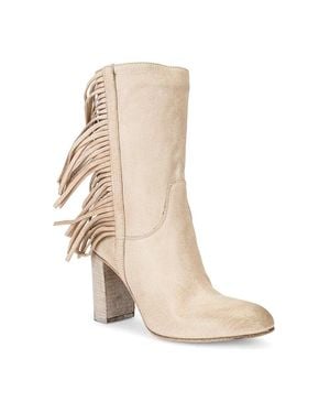 Free People Wild Rose Slouch Boots Womensbone Leather Fringe Western Jzz1378 - Natural