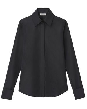 Lafayette 148 New York Hidden Button Front Slim Blouse - Gray