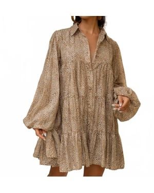 Erika Peña Anette Button Front Mini Dress - Brown