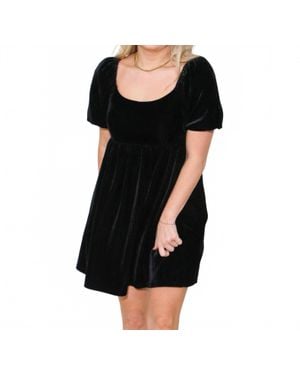 2.7 August Apparel Velvet Scoop Neck Mini Dress - Black