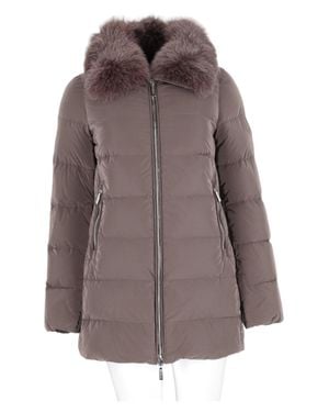 Moorer Quilted Fur Collar Polyamide-Blend Trench Coat - Brown