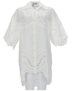Charo Ruiz Semi Sheer Eyelet Scalloped Blouse - White