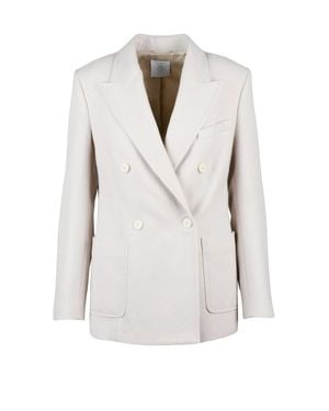 Eleventy Double-Breasted Cashmere Jacket With Lined Interior - White