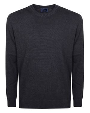 Drumohr Merino Tubular Merino Wool Crewneck Sweater - Blue