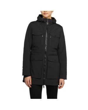 Pajar Isla Mixed-Media Packable Raincoat With Fixed Hood - Black