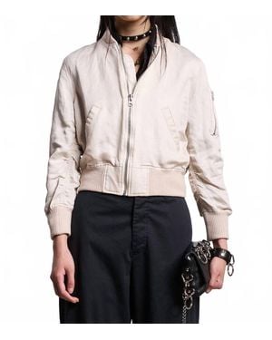 R13 Shrunken Flight Bomber Jacket - White