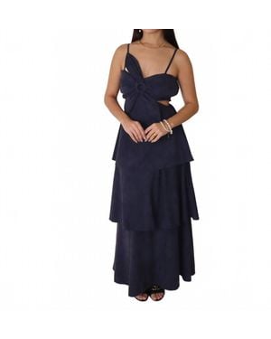 Klesis Suede Flower Dress - Blue