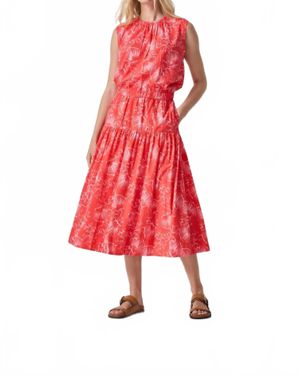 Lilla P Poplin Yoke Midi Skirt - Red