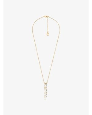 Michael Kors Outlet Pavé Baguette Drop Necklace - White