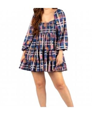 Sincerely Ours Kinsley Plaid Mini Dress - Blue
