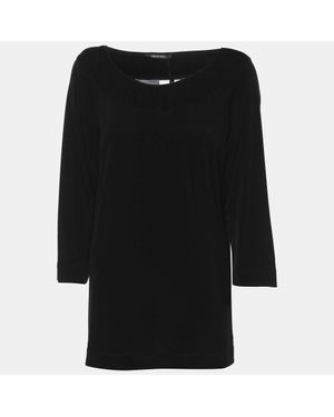 Elena Miro Jersey Ruched Neck Blouse - Black