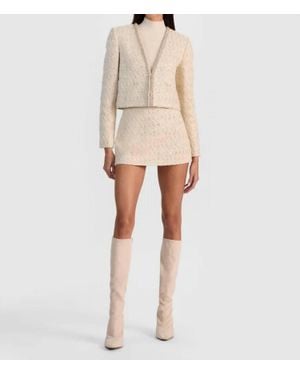 Alice + Olivia Kidman Embellished Tweed Jacket - Natural