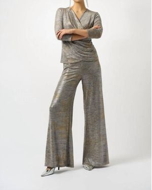 Joseph Ribkoff Foiled Knit Wide Leg Pants - White