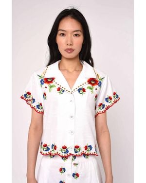 LOVE THE LABEL Vera Button Down Blouse Top - White