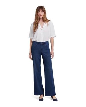 NYDJ Teresa Jeans Ibiza Denim Stretch Wide Leg Zip Fly Kfc958 - Blue