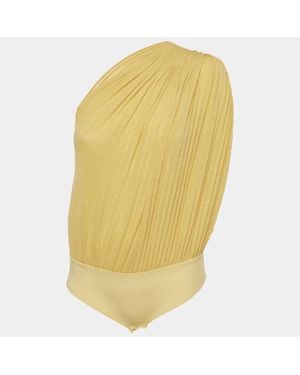 Elisabetta Franchi Jersey And Lurex Knit One Shoulder Bodysuit - Yellow