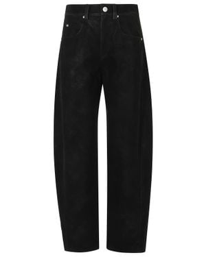 Isabel Marant Belky Gc Distressed Faux Suede Barrel Pants - Black