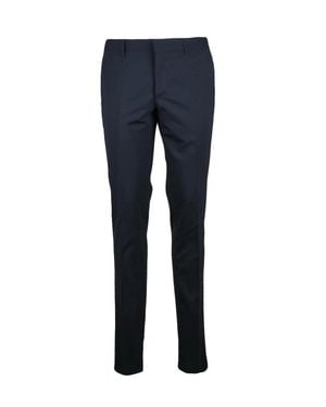Paoloni Virgin Wool Stretch Pants With Tailored Fit - Blue