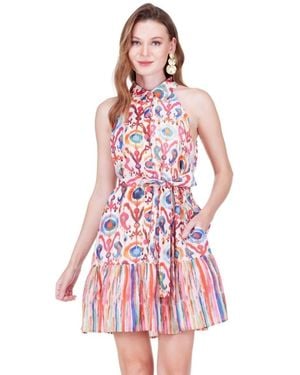 J joy Contrast Hem Dress - Red