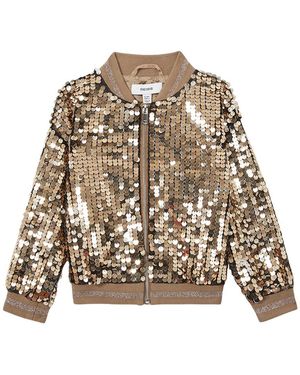 Reiss Rebecca Sequin Bomber Jacket - Yellow