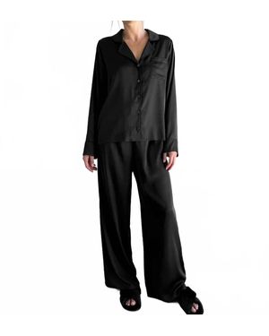 Splendid Satin Silk Pajama Set - Black