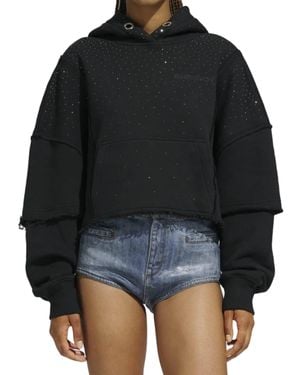 Khrisjoy Felpa Layered Cropped Hoodie - Black