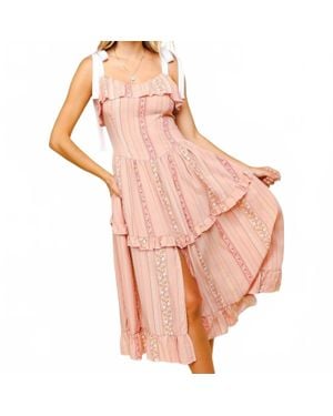 Kori Striped Floral Dress - Pink