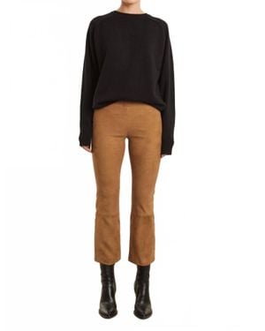 SPRWMN Suede Crop Flare Pants - Black