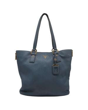 Prada Vitello Daino Tote Bag - Blue