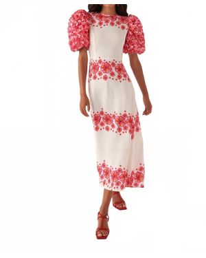 Celiab Natura Floral Midi Dress - Red