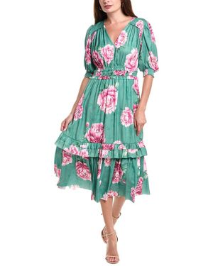 Tahari Floral Fit & Flare Dress in Black | Lyst