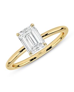 MAX + STONE 14K Or 1.5 Carat Emerald Shaped Cubic Zirconia Engagement Ring - Metallic