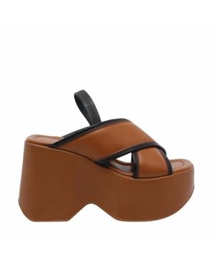 Vic Matié Cognac Criss Cross Platform Sandal - Brown
