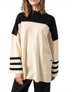 Saint James Givre Mock-Neck Wool Tunic Sweater - Natural