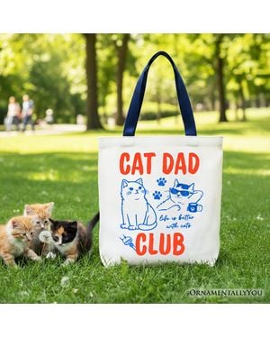 OrnamentallyYou Retro Cat Dad Tote Bag Gift For Cat Lovers - Green