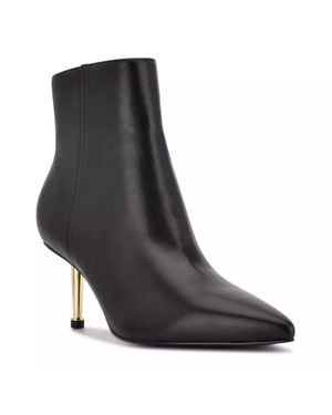 Nine West Ritaa Bootie Leather Pointed Toe Stiletto Heel Htat536 - Black