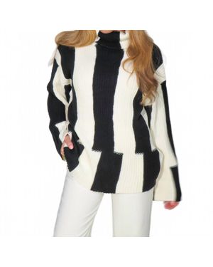 Endless Blu. Abstract Stripe Sweater - Black