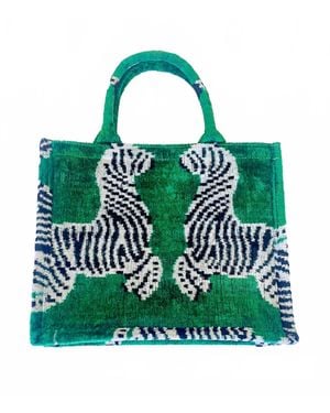 Wolf & Willa Dancing Zebra Large Tote - Green