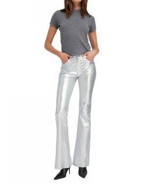 SPRWMN Leather 5 Pocket Micro Flare Pants - White