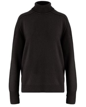 Carven Relaxed-Fit Ribbed High-Turtleneck Cashmere Sweater - Black