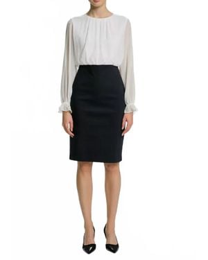 Ted Baker Contrast Long Sleeve Pencil Dress - Black