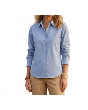 Karen Kane Ruched Sleeve Button-Up Shirt - Blue