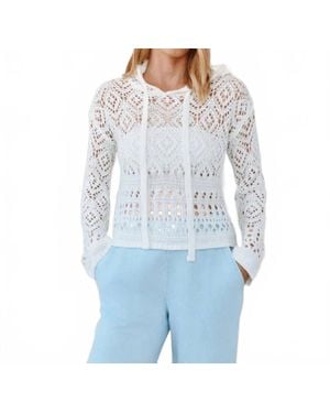 Bella Dahl Crochet Drawstring Hoodie - Blue