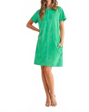 Joh Audrey Suede Round Neck Dress - Green