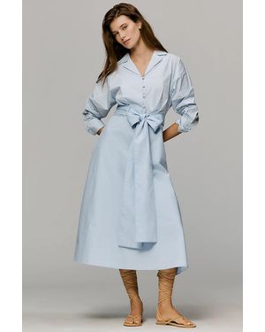 En Saison 100% Cotton Wrap Shirtdress - Blue