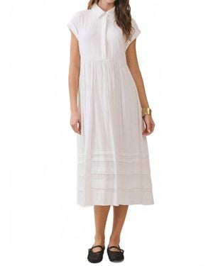 TCEC Classic Shirt Pleated Dress - White